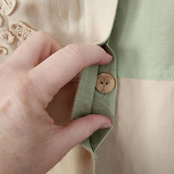 Hearts of Palm Linen Rayon Blend color block embellished jacket womens size 14 - Picture 4 of 8